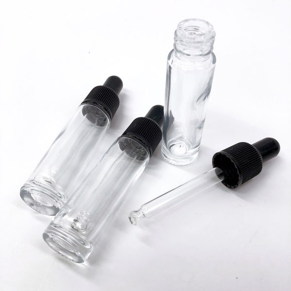 3 pack- 10ml clear essential oil dropper bottle