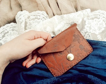 Branded genuine leather wildflower and herb pouch