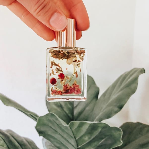 Floral 15ML botella de rodillo cuadrado. Lleno de lavanda seca, rosa, caléndula, jazmín