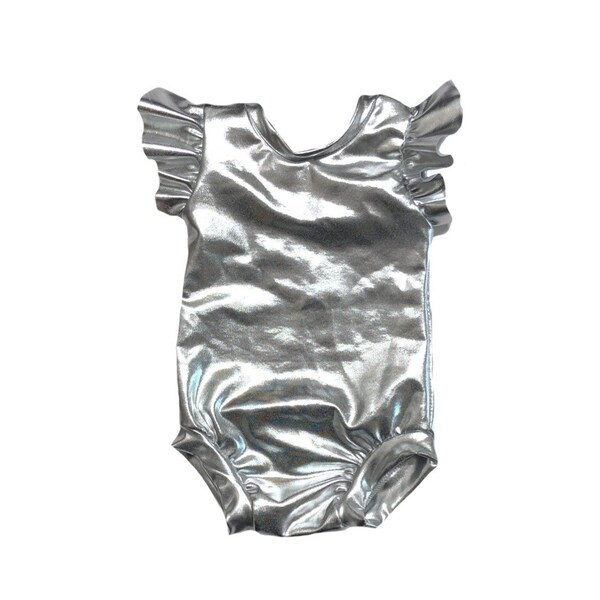 Silver Leotard (metallic leotard, baby leotard, toddler leotard, dance leotard, basic Leotard, silver bodysuit, gymnastics leotard)