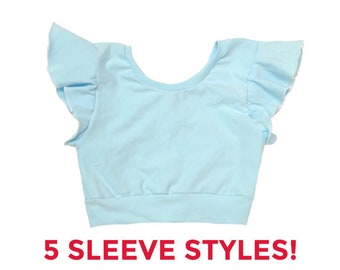 Blue crop top (Toddler crop top, baby crop top, kids crop top, girls crop top, dance crop top, gymnastics crop, infant crop top) SHORT BBlue