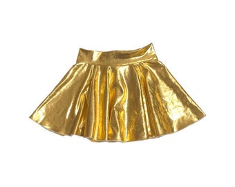 Gold Skirt (Metallic Skirt, Baby Skirt, Toddler Skirt, Solid Skirt, Pleather Skirt, Kids Skirt, Girls Skirt, Dance Skirt, Ballet Skirt)