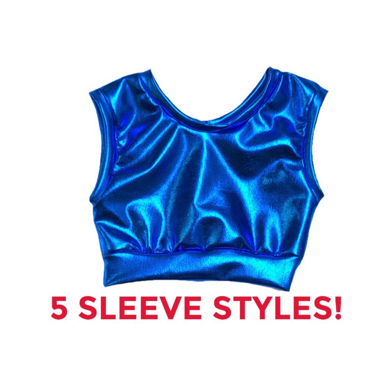 Toddler crop top, baby crop top, kids crop top, girls crop top, dance crop top, gymnastics crop, metallic crop top Blue crop top SHORT-TU