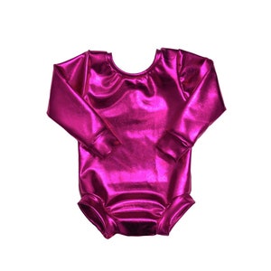 Pink Leotard (metallic leotard, baby leotard, toddler leotard, dance leotard, basic Leotard, pink bodysuit, gymnastics leotard) FUCHSIA MET