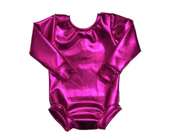 Body rosa (body metallizzato, body bambino, body bambino, body danza, body base, body rosa, body ginnastica) FUCSIA MET