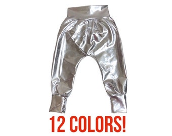 Pantalons harem métalliques (sarouels pour bébés, sarouels pour tout-petits, sarouels pour enfants, sarouels pour nouveau-nés, sarouels pour femmes, sarouels pour hommes)
