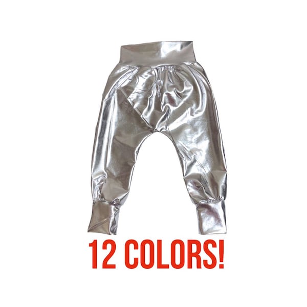 Pantalons harem métalliques (sarouels pour bébés, sarouels pour tout-petits, sarouels pour enfants, sarouels pour nouveau-nés, sarouels pour femmes, sarouels pour hommes)