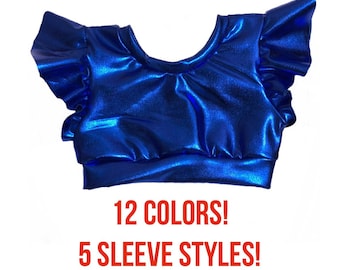 Metallic crop top ( Toddler crop top, baby crop top, kids crop top, girls crop top, dance crop top, gymnastics crop, solid crop top) SHORT