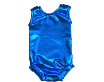 Turquoise Leotard (metallic leotard, baby leotard, toddler leotard, dance leotard, basic Leotard, blue bodysuit, gymnastics leotard)METALLIC