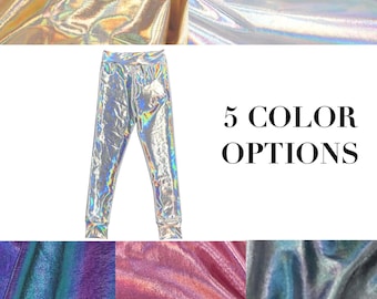 Holographic Leggings (Metallic Leggings, Newborn Leggings, Infant Leggings, Baby Leggings, Toddler Leggings, Girls Leggings, Kids Leggings)
