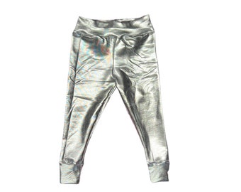 Silver Leggings ( Metallic Leggings, Toddler Leggings, Baby Leggings, Kids Leggings, dance leggings, silver toddler legging )