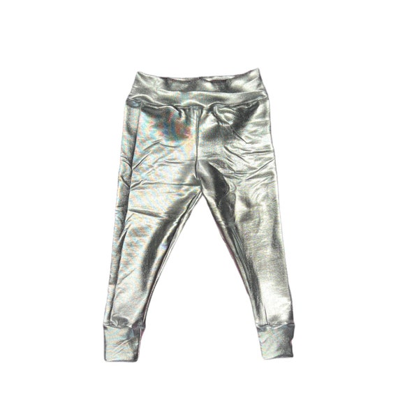 Silver Leggings ( Metallic Leggings, Toddler Leggings, Baby Leggings, Kids Leggings, dance leggings, silver toddler legging )