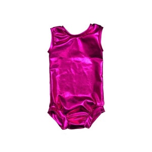 Pink Leotard (metallic leotard, baby leotard, toddler leotard, dance leotard, basic Leotard, pink bodysuit, gymnastics leotard) FUCHSIA MET