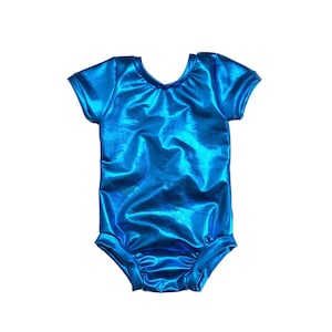 Turquoise Leotard (metallic leotard, baby leotard, toddler leotard, dance leotard, basic Leotard, blue bodysuit, gymnastics leotard)METALLIC