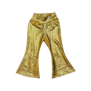Gold Bell Bottoms (Metallic bell bottom, Baby bell bottoms, toddler bell bottoms, kids bell bottom, gold flare pants, solid bell bottoms)