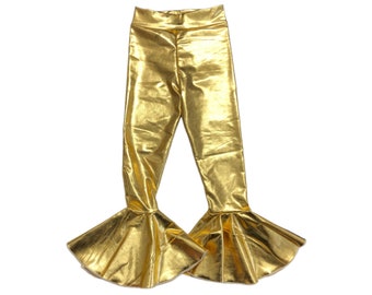 Gold Bell Bottoms (Metallic bell bottoms, toddler bell bottoms, kids bell bottoms, baby bell bottoms, dance bell bottoms, gold bell pants)