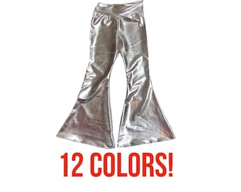 Metallic Bell Bottoms (Baby bell bottoms, toddler bell bottoms, kids bell bottoms, newborn bell bottoms, metallic pants, dance bell bottoms)