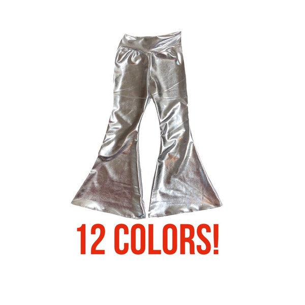 Metallic Bell Bottoms (Baby bell bottoms, toddler bell bottoms, kids bell bottoms, newborn bell bottoms, metallic pants, dance bell bottoms)