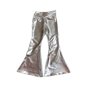 Silver Bell Bottoms (Metallic bell bottoms, Baby bell bottoms, toddler bell bottoms, kids bell bottom, gray bell bottoms, grey bell bottoms)