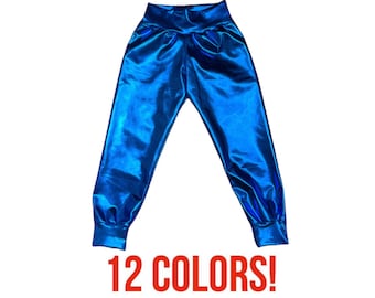 Metallic Joggers (Baby joggers, toddler joggers, kids joggers, newborn joggers, metallic pants, womens joggers, mens joggers, youth joggers)