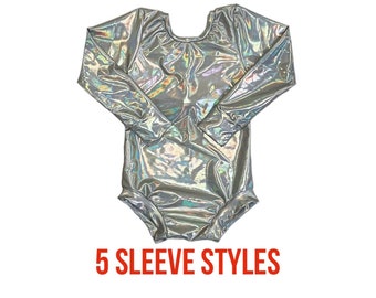 Silver Leotard (metallic leotard, baby leotard, toddler leotard, dance leotard, basic Leotard, iridescent leotard, gymnastics leotard) IR