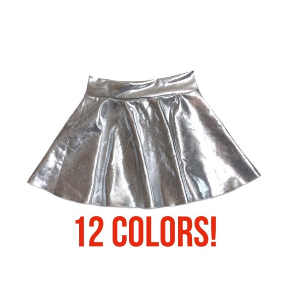 Metallic Skirt (Baby Skirt, Toddler Skirt, Solid Skirt, Pleather Skirt, Shiny Skirt, Kids Skirt, Girls Skirt, Dance Skirt, Ballet Skirt)