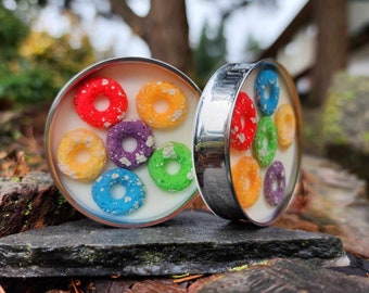 Handmade Cereal Plugs: Acrylic Fruit Loops Gauges