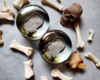 Bouchons de pierre tombale faits main, jauges d'Halloween effrayantes