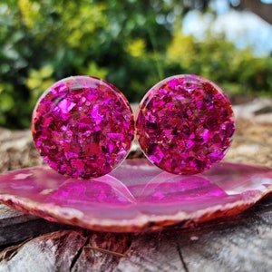 Reflective Flake, Large Glitter Plugs, Large Glitter Flake, Green, Purple, Hot Pink Plugs, Glitter Ear Gauges, Double flare, Set Of Plugs