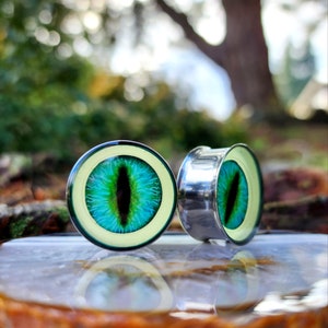 Limited Edition, Plugs, Dragon Eye, Cat Eye, Human Eyes, Ear Gauges, Eyes, Eyeball, Eye Gauges, Double Flare, Ear Gauges, Acrylic, 0G, 00