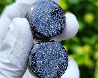 Handmade Holographic Glitter Plugs: Iridescent Ear Gauges
