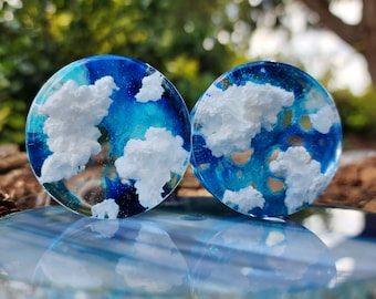 Clouds, Cloud Plugs, Set of Cloud Plugs, Cloud Nine, Daydream, Set of Plugs, Clouds, Ear Gauges, Float away, Sky Plugs, Dangle Plugs, Sky