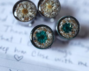 Plugs commémoratifs en résine faits main, hommage à des fleurs, bijoux souvenir