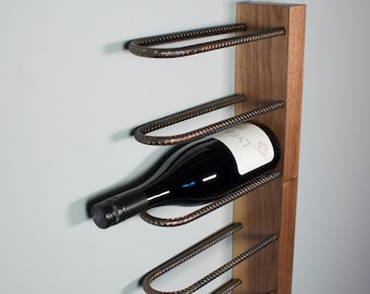 Wine Rack/Wine storage/Wine Display/Wine Art/Wall Display/Walnut/Rebar/Free Shipping