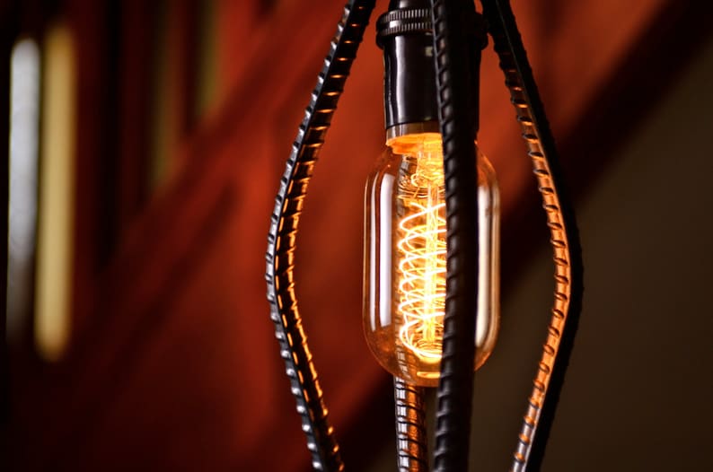 Industrial Rebar Pendant Light in clear finish Etsy