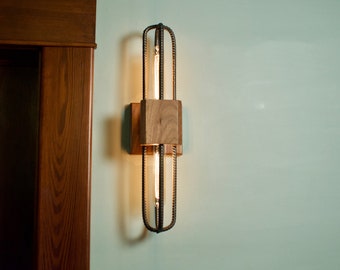 Sconce Light/Accent Lighting/Wall-mounted Lighting/Faraday/Vintage Style Bulbs/Walnut/Rebar/Sconce Light/Clear Finish/Free Shipping