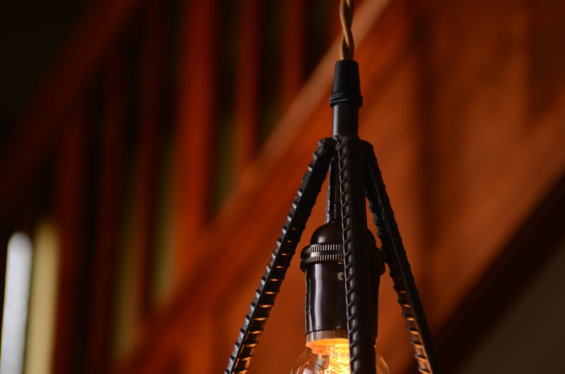 Industrial Rebar Pendant Light in clear finish Etsy