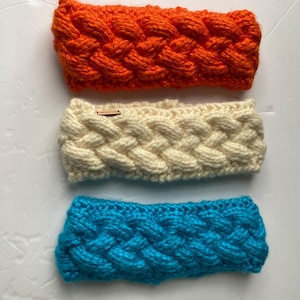 Chunky cable knit headband , Knit ear warmer, Aqua, Flame Orange or Ivory headband