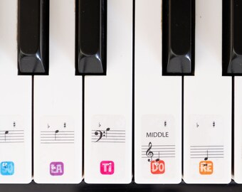 STATIC PIANO labels Solfege Kids for all size Pianos and keyboards the best way to learn Piano