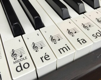PIANO STICKERS, Learn, Transparent Solfège Keyboard / Piano Stickers Set up to 88 KEYS the best way to learn Piano