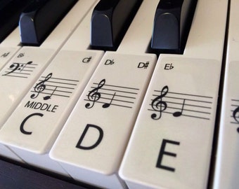 PIANO stickers, Learn, STANDARD CLEAR Keyboard / Piano Stickers up to 61 Keys the best way to learn Piano Transparent