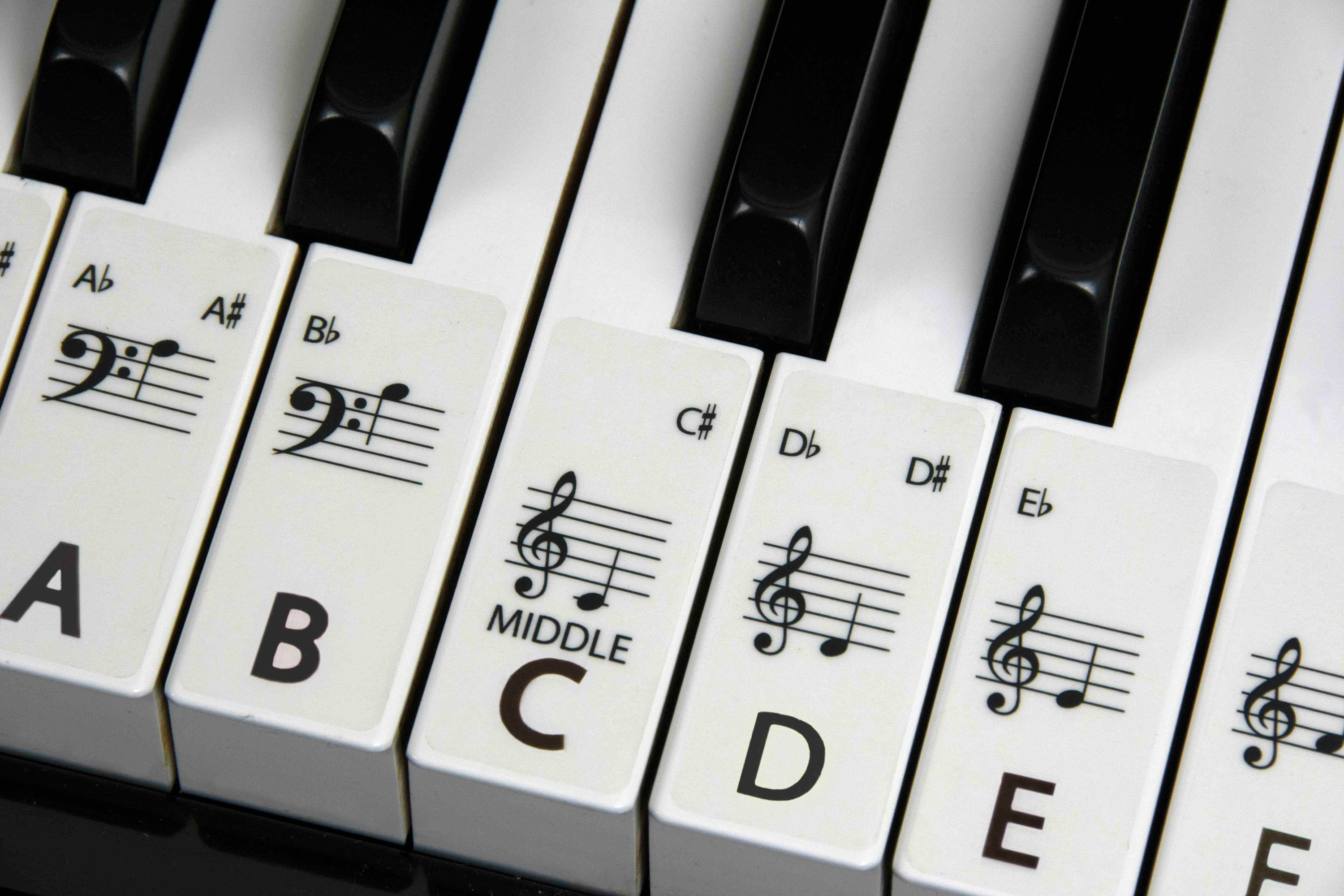 PIANO stickers STANDARD Keyboard / Piano Stickers up to 61 KEYS the best  way to learn Piano