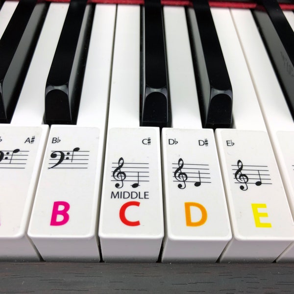 Pegatinas de PIANO Codificadas por COLOR Para cualquier tamaño de Piano NUEVO