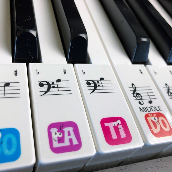 PEGATINAS DE PIANO, Aprende, Teclado de solfeo infantil transparente / Pegatinas de piano Configura hasta 88 TECLAS la mejor manera de aprender Piano
