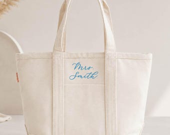 Mrs Tote Bag, Canvas Embroidered Bridal Tote, Bachelorette Party
