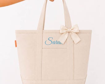 Personalized Tote Bag with Zipper Personalized Canvas Tote Bag Wedding Gift Bag Bridesmaid Gift Canvas Tote Bag Beach Bag