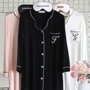 Bridesmaid Button Down Shirts Bridesmaid Sleep Shirts Bridesmaid Pajamas Monogram Bridesmaid Shirts Getting Ready Outfits Personalized