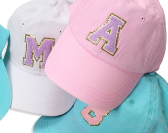 Baseball Hat for Women Letter Patch Varsity Letter Hat for Girls Personalized Letter Baseball Cap Women's Unisex Fit Brushed Cotton