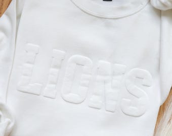 Custom Team Name Sweatshirt, Mascot Sweatshirt, Puff Print, Embossed Print, Gift for Mom, Christmas Gift Idea, School Spirit Sweatshirt