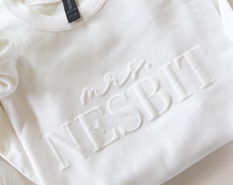 Mrs Sweatshirt Mrs to Be Personalized Bride Sweatshirt Engagement Gift Future Mrs Custom Mrs Sweatshirt White Monochromatic Gift for Bride